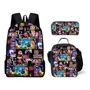 Ba mảnh Sản phẩm mới Amanda các nhà thám hiểm xung quanh học sinh tiểu học và trung học schoolbag ăn trưa Túi bút chì trường hợp