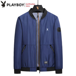 PLAYBOY Mens Thin Lightweight Jacket Casual Fashion Jacket Mens Baseball Neck Jacket