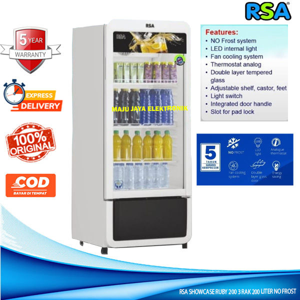 Showcase RSA By GEA RUBY 200 Display Cooler 200 Liter 3 RAK Anti Embun ...