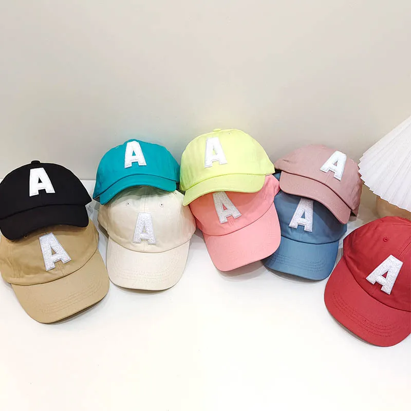 Trendy Children Baseball Cap Letter A Embroidery Adjustable Baby Cap Kids  Boys Girls Hip Hop Sun Hat