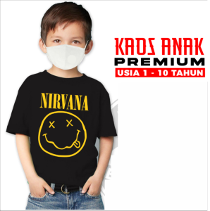 Kaos Anak Nirvana Logo rock legend t shirt dewasa pria wanita cowok cewek Cotton Combed 24s sablon plastisol tulisan pink