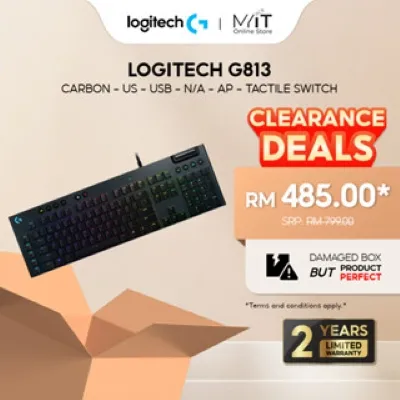 【Damaged Box】Logitech G813 Lightsync RGB Mechanical Gaming Keyboard - GL Tactile, GL Clicky KEY SWITCH 【2 Years Warranty by Logitech】