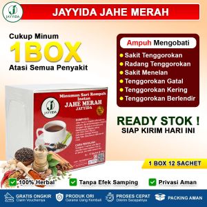 Obat Sakit Tenggorokan Paling Ampuh Radang Tenggorokan Nyeri Saat Menelan Suara Serak Tenggorokan Gatal Dan Batuk Tenggorokan Berlendir Tenggorokan Kering Gurah Lendir Tenggorokan Herbal Sakit Tenggorokan - Jayyida Jahe Merah 12 Sachet