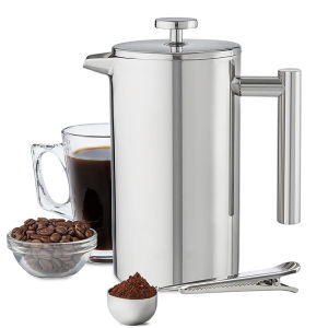 French Press Coffee Maker Stainless Steel Coffee Percolator PotDouble Wall & Large Capacity Black