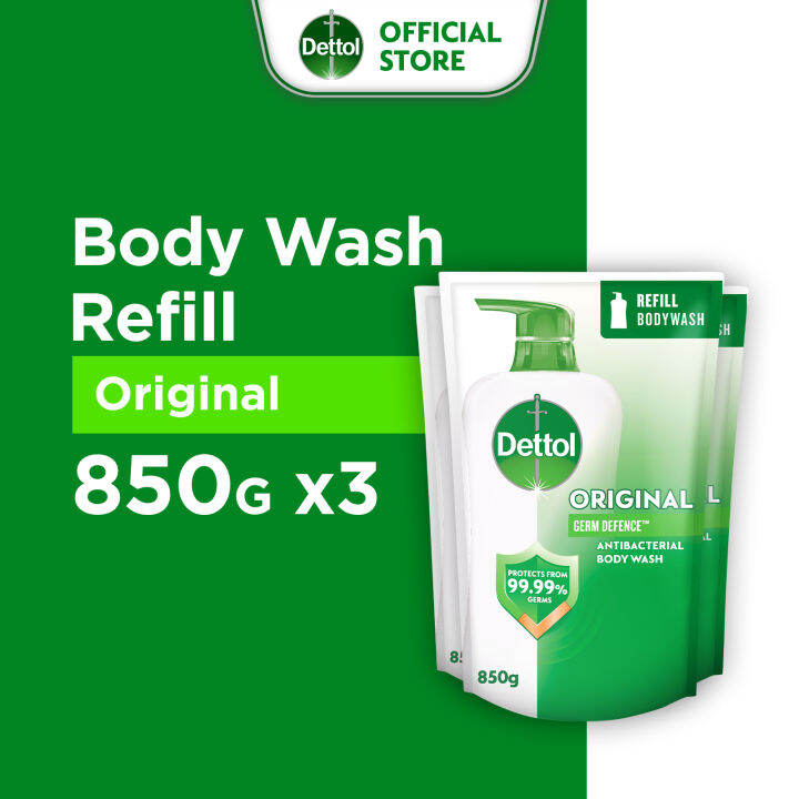 [Bundle of 3] Dettol Anti-Bacterial Body Wash Original Refill 850G ...