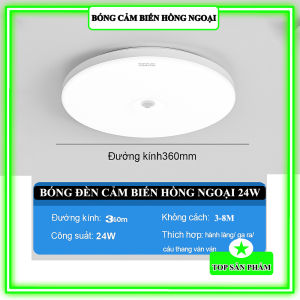 Đèn Trần Cảm Biến Hồng Ngoại 24W – Đường Kính 360mm Bật Tắt Tự Động Theo Chuyển Động Ánh Sáng Rộng