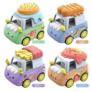 รถโลหะผสมแบบดึงกลับลายการ์ตูนสำหรับเด็ก ของเล่นรถโลหะเบอร์เกอร์อาหารขนาดเล็ก ของเล่นรถแบบโต้ตอบสำหรับพ่อแม่และลูก