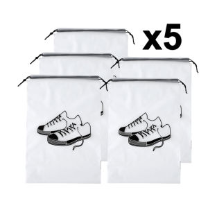 10Pcs Shoes Bags Translucence Storage Tote Bags with Drawstring Reusable Frosted Pouch Waterproof Home Travel Shoes Organizers