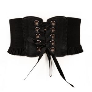 Faux Leather Corset Belt/Sabuk Ikat Pinggang Belt Wanita/Lebar Elastic Bandage Girdle Ikat Pinggang