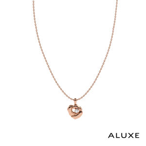 ALUXE 10K Gold Diamond Necklace Sleeping Rose Rose Gold Disney Sleeping Beauty Series NNDS001
