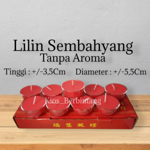 Lilin Sembahyang Lilin Merah Mangkok Lilin Doa 8 Jam Tanpa Aroma Isi 10 Pcs