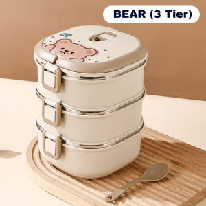 Innohut 304 Stainless Steel Lunch Box Cartoon Square Bento Box Thermal Insulation Airtight Food Storage Bekas Makanan 餐盒