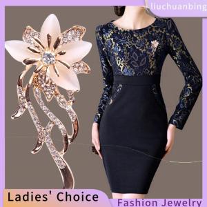 [COD] liuchuanbing Jewellery เข็มกลัดดอกไม้โอปอลเข็มกลัดคริสตัลพลอยเทียมเข็มกลัดงานเลี้ยงงานแต่งงานเครื่องประดับผู้หญิง