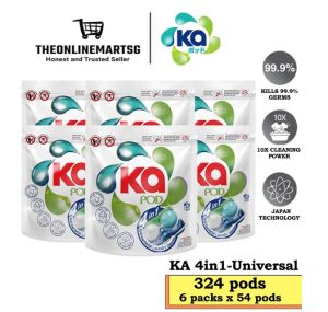 KA 4in1 Laundry Capsules Refill 54 Pods x 6 Packs (324 Pods)–Universal