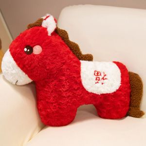 DOWNA 55cm Đồ chơi nhồi bông hình ngựa Mềm mại Lễ hội Đồ chơi nhồi bông ngựa con Sáng tạo Gối ném năm ngựa 2026