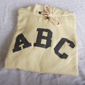 [READY] JAKET HOODIE korean nct Jaehyun ABC + 7 dibelakang warna cream muda