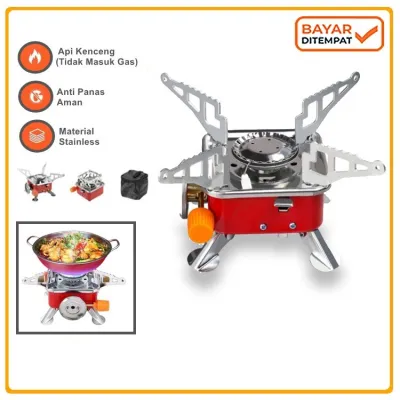 Kompor Portable Mini Camping Model Kotak Lipat + Gas Kaleng Portable Modern