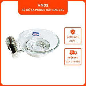 Kệ xà phòng dĩa thủy tinh inox 304 VINA VN02