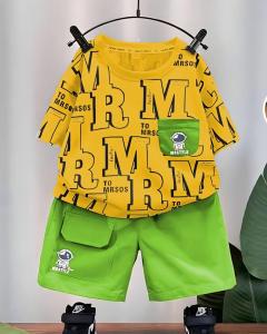 SETELAN BAJU DAN CELANA ANAK LAKI DAN PEREMPUAN MOTIF MR SOS BAHAN KATUN LENGAN PENDEK USIA 1-5TAHUN