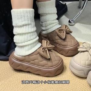 Height-Increasing Waterproof 2025 WomenS New Winter Cotton Slippers PU Thick-Soled Cotton Shoes For Indoor And Outdoor Use Lightweight Cotton Shoes