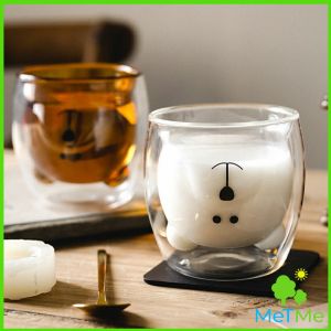 MetMe แก้วกาแฟ  2 ชั้น ทรงหัวน้องหมี  250 ml น่ารัก Glasses