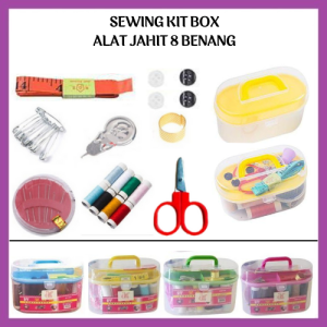 Sewing Kit Box 1 Set Kotak Perlengkapan Menjahit Baju Celana Alat Jahit Portable Benang Jarum Gunting Meteran - FR Gallery