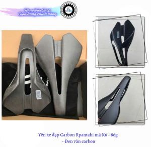 Yên xe đạp Carbon Rpantahi mã K6 86g - Đen vân carbon