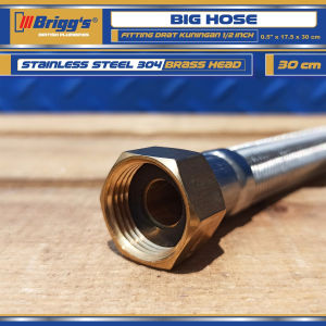 Selang Flexible Brass Head Stainless Steel Briggs 1/2"x 17.5 mm Panas Water Heater