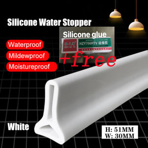 Shower Door Dam Water Stopper Collapsible Shower Threshold Water Barrier Waterproof Strip for Bathroom Kitchen (height 5.0cmLength 0.5/1.2/1.5/1.8/2/2.5/3m)
