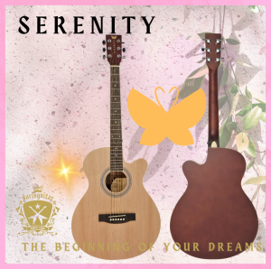 Serenity Beginner Acoustic Guitar Satin Natural Free Bag Strap Capo Pickcase pick Tuner