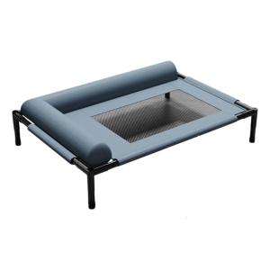 Elevated Pet Bed With L Shape Pillow Breathable Mesh Chew Resistant Design Steel Frame Cot For Indoor and Outdoor Dog
