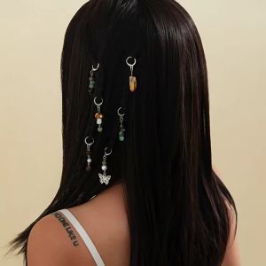 2026 Ethnic-Style Short Hair Chain with Butterfly Tassels - Braided Hair Accessories with Beads and Butterfly Charm - Fashion Hair Decoration