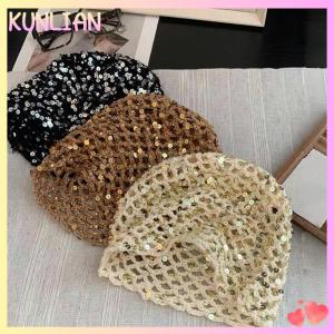 [KUNLIAN] Thời Trang Cổ Điển Sequined Rỗng Áo Thun Mũ Phụ Nữ Mùa Hè Mùa Thu Du Lịch Hình Ảnh Bầu Không Khí Đa Năng Giản Dị Y2K Đan Beanie Hat