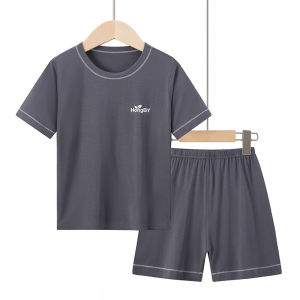 Summer Parent-Child Solid Color Homewear for Older Children Loose Casual Modal Pajamas Two-Piece Set Short Sleeve and Long Sleeve Options Available