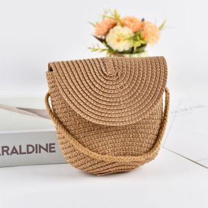 WUXU Straw Straw Bag Shell Shape Handmade Summer Beach Bag Fashion Straw Handbag Women Girl