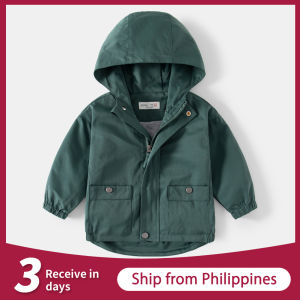 Rolanko 3-9 Years Casual Attire for Kids Boys Jacket Windbreaker Zip Hooded Coat Top Toddler Waterproof  Dust Coat