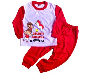 Setelan Piyama Anak Motif 17 Agustus Merah Putih - Nyaman & Trendi untuk Usia 1-10 Tahun