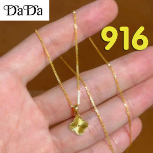 Rantai leher gila2 emas titanium cop 916 original malaysia gold necklace lucky clover pendant womens wedding jewelry 项链