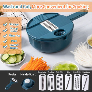 12Pcs Multi-Function Vegetable Chopper Potato Carrot Grater Shredder/Slicer Home Kitchen Manual Vegetable Cutter