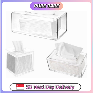【Pure Care】 Transparent Square Acrylic Tissue Box Holder for Home Office Thickened PCTissueBox