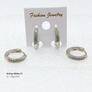 Anting Wanita Anting Nikita 01 Alloy Lapis Mas 18K Permata Zirconia Premium Quality & Tahan Lama EP009S
