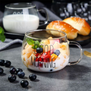 Coffee Glass Mug Black White Letter Milk Tea Coffee Cup Cocktail Glass Crystal Transparent Mugs Handle Drinkware Couple Gifts 1piece