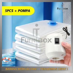 Set Vakum Kantong Plastik Pakaian Baju Travel Transparan Anti-air Vacum Vacuum Bag Plastic Travel