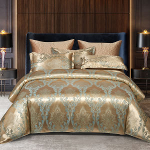 Bedding four-piece set mulberry silk jacquard luxury satin bed sheet quilt cover 2m skin-friendly