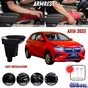 USB ARMREST PERODUA AXIA 2023 Armrest Car Phone Charger Cup Holder Ashtray Asbak cas Telefon Kotak Letak Tangan Kereta