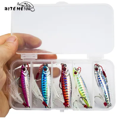 5Pcs Boxed Laser Jigging Lead 7g/10g/15g/20g/30g Metal Slow Jig Heavy Sinking Minnow Fishing Lure Trolling Fishing Bait