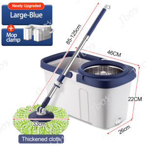 Mop With Spinner Metal Stainless steel bucket 360 Easy Rotating with drain cap Dual Drive Microfiber