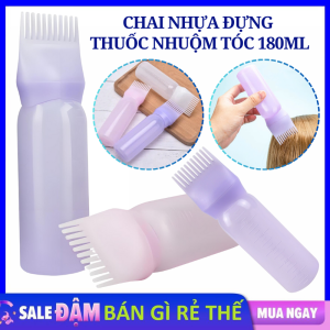Chai Nhuộm Tóc Bình Đựng Thuoc Nhuộm Tóc Bôi Tinh Dầu Dưỡng Có Đầu Lược Chải Và Vạch Đo 180ML - Dụng Cụ Nhuộm Tóc Chai Nhựa Lọ Chiết Dụng cụ Làm Tóc Tại Nhà