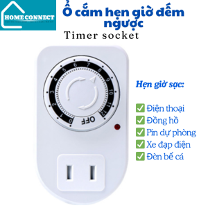 Ổ cắm hẹn giờ đếm ngược 12h – Timer cơ đếm ngược – Tự ngắt điện – Dùng cho đèn quạt sạc máy bơm