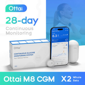Ottai Continuous Glucose Monitoring System Complete Set*2 Blood Glucose Meter 28 days * 24 hours No Finger Pricking